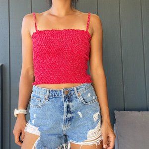 Ruched Red Tank Top